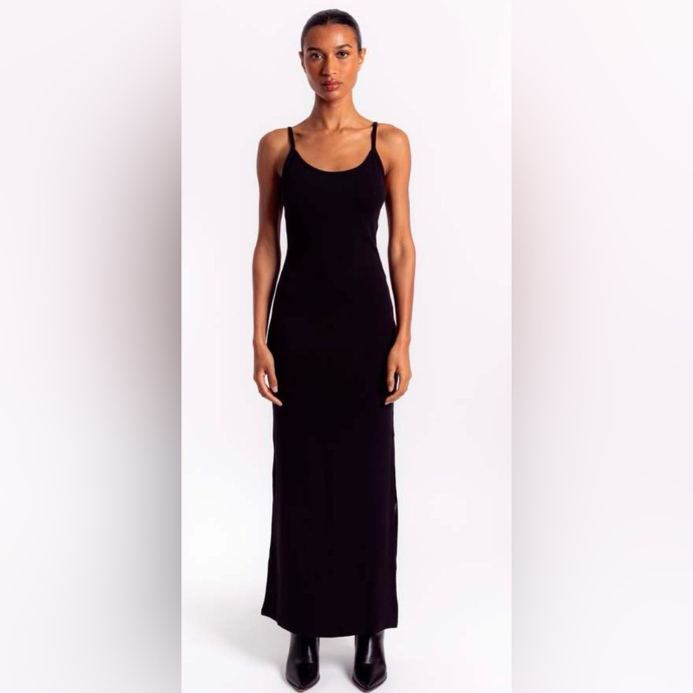 Organic Basics Black Sleeveless Maxi Slip Dress